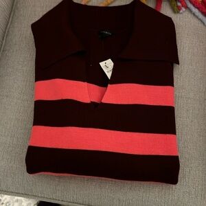 NWT Talbots Striped Shawl Color Sweater I. Pretty burgundy and coral!!!